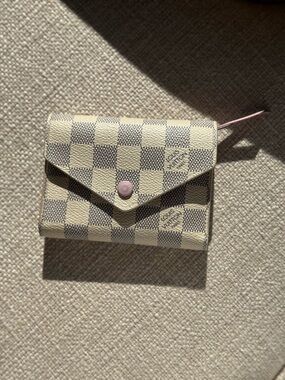 Louis Vuitton Damier Azur Small Trifold Wallet with Pink Snap